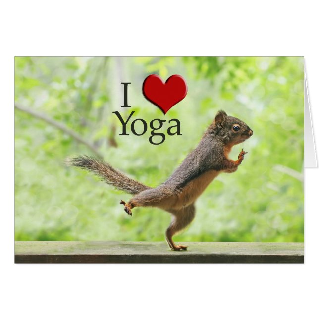I Kärlek Yoga Squirrel Hälsningskort (Framsidan Horizontal)