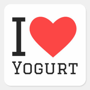 I kärlek yoghurt fyrkantigt klistermärke