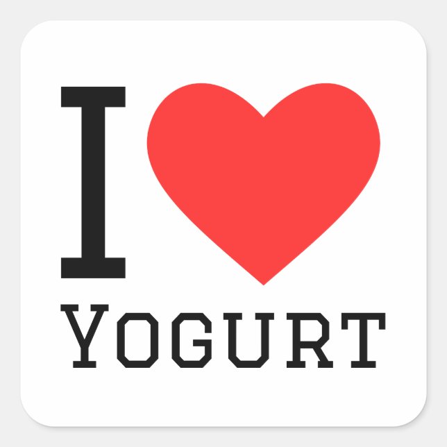 I kärlek yoghurt fyrkantigt klistermärke (Framsida)