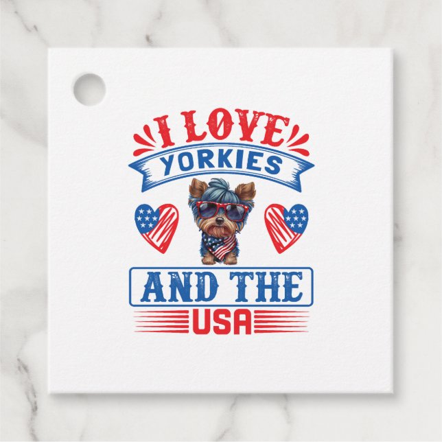 I kärlek Yorkies och USA 01 Gåvor Etiketter (Framsida)