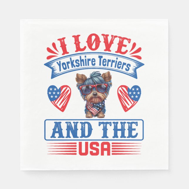 I kärlek Yorkshire Terriers och USA 01 Pappersservett (Framsidan)