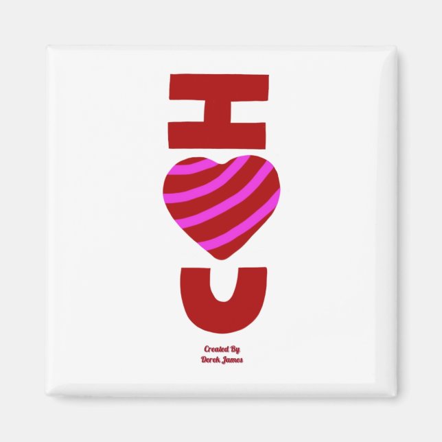 I Kärlek You 2 Inch Square Magnet (Framsidan)
