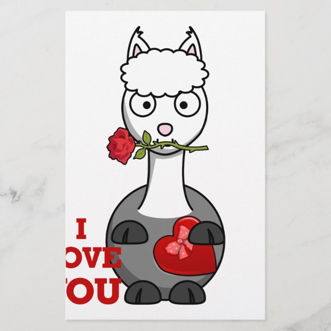 i kärlek you alpaca brevpapper (Framsida)
