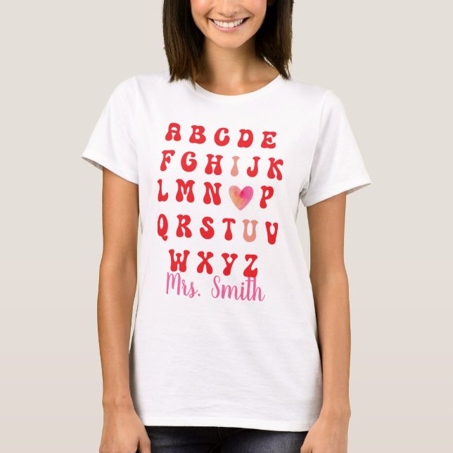 I Kärlek You Alphabet Shirt T Shirt (Framsida)