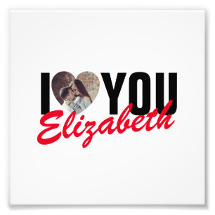 I Kärlek You Anpassningsbar Photo Heart och Namn Fototryck