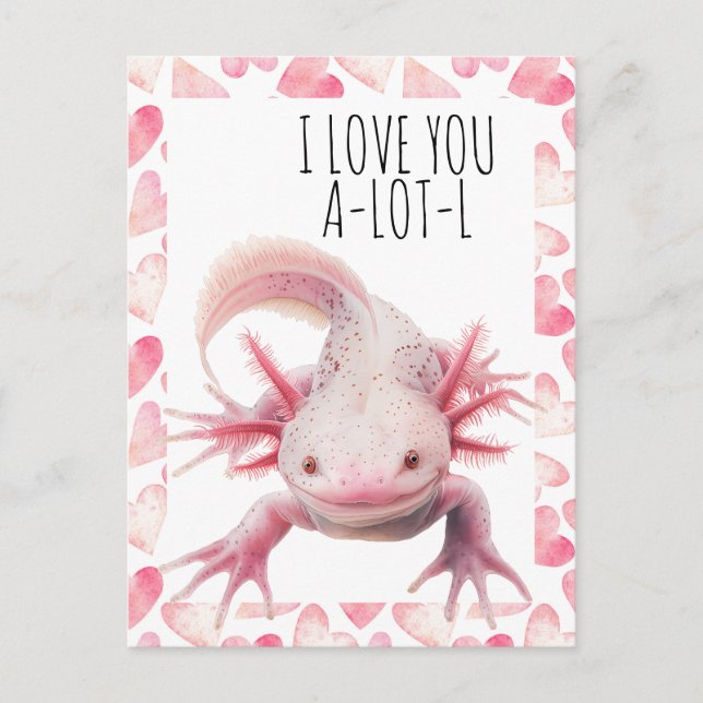 I Kärlek You Axolotl Vykort (Framsida)