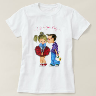 I Kärlek You Baby - Cute Romantic Couple Kärlek -  T Shirt