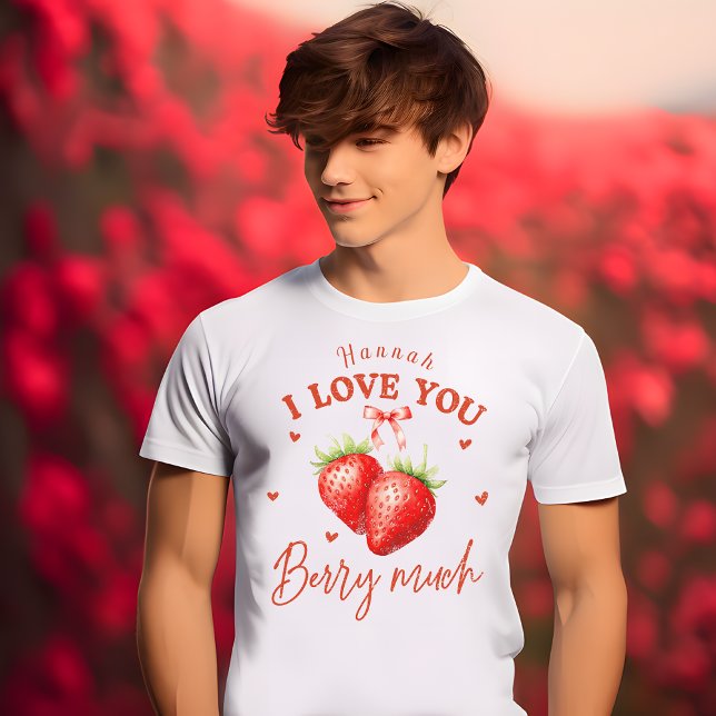 "I Kärlek You Berry Mula" Anpassningsbar Manar's V T Shirt ("I Love You Berry Much" Custom Men’s Valentine’s T-Shirt)