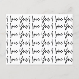 I Kärlek You Black and White Valentines day Vykort