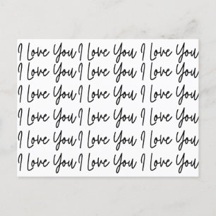 I Kärlek You Black and White Valentines day Vykort