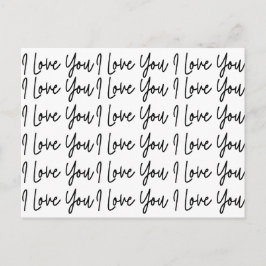 I Kärlek You Black and White Valentines day Vykort