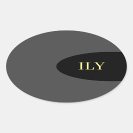 "I Kärlek You" Black och Grått Sticker Ovalt Klistermärke