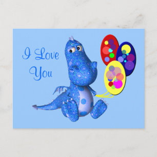 I Kärlek You Blue Dragon Ballocards vycard Vykort