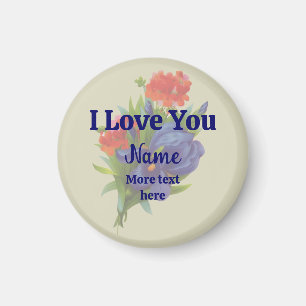 I Kärlek You Blue Iris Flower Bouquet Personlig Magnet