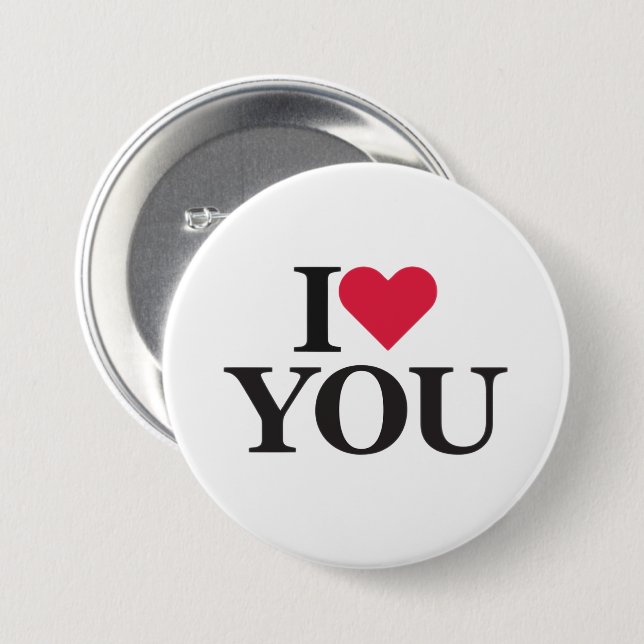 I Kärlek You Button Pin - Romantic Gift, Cute Knapp (Framsida & baksida)