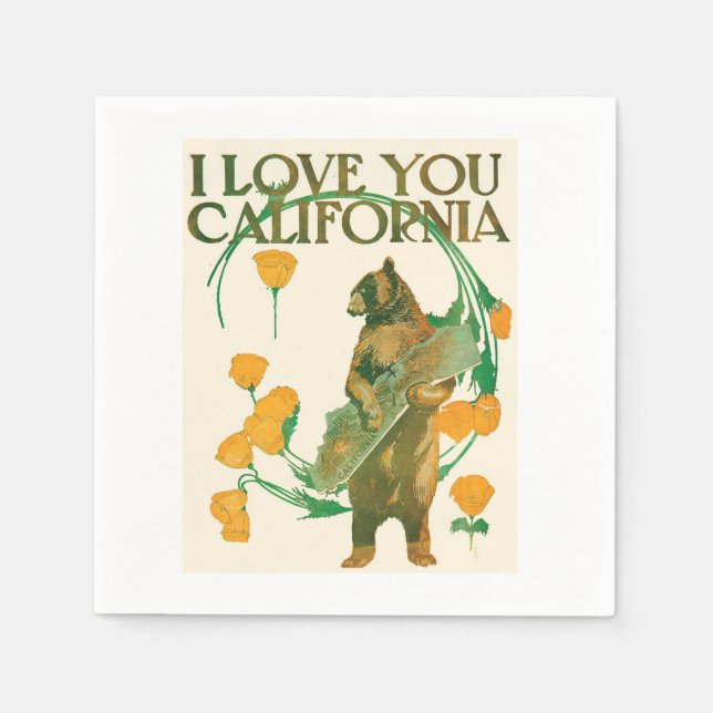 I Kärlek You California Bear cocktail party napkin Pappersservett (Framsidan)