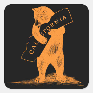 I Kärlek You California - Orange och svart Fyrkantigt Klistermärke