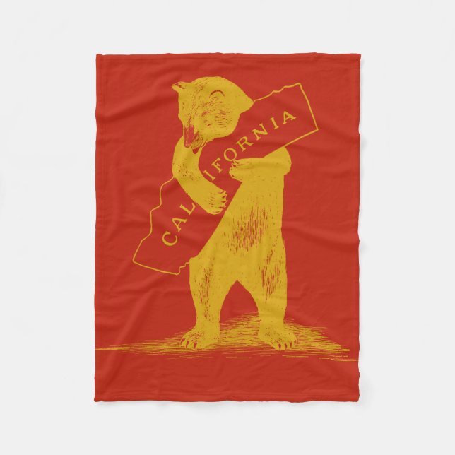 I Kärlek You California—Red and Guld Fleecefilt (Framsidan)