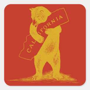 I Kärlek You California—Red and Guld Fyrkantigt Klistermärke