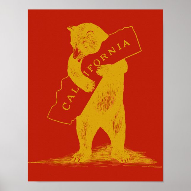 I Kärlek You California—Red and Guld Poster (Framsidan)