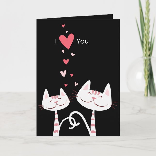 I Kärlek You Cats (svart) Valentine Helgkort (Framsida)