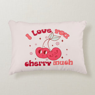 I Kärlek You Cherry Mch Cute & Punny Cherry Prydnadskudde