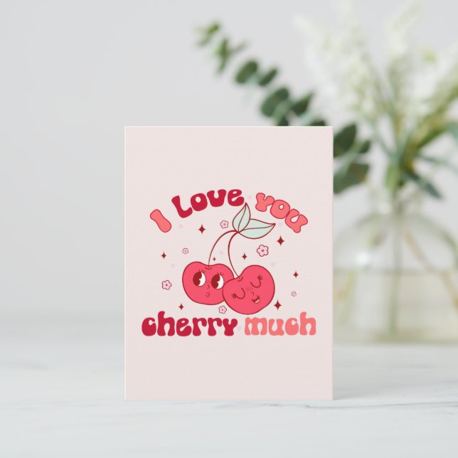 I Kärlek You Cherry Mch Vykort (Stående Fram)