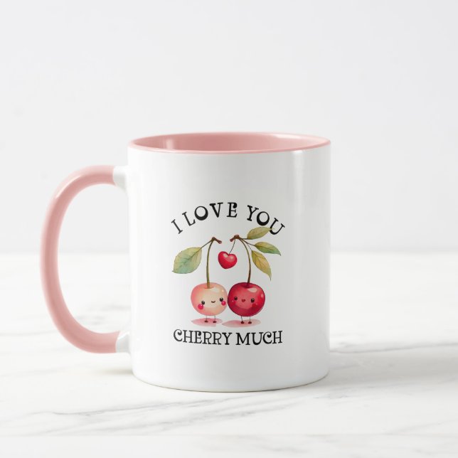 I Kärlek You Cherry Mycket Valentines day Mugg (Vänster)