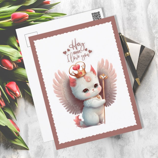 I Kärlek You Chibi Angel Kattunge Valentine Helg Vykort (Skapare uppladdad)