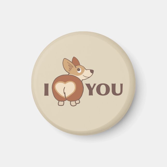 I Kärlek You Corgi Magnet (Framsidan)