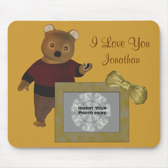 I Kärlek You Cute Bear Lägg till bild Mousepad Musmatta (Framsidan)