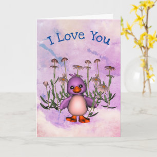 I Kärlek You Cute Bird Daisy Personlig Kort