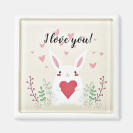 I Kärlek You Cute Bunny Romantic Square Magnet