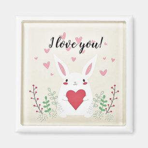 I Kärlek You Cute Bunny Romantic Square Magnet