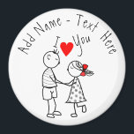 I Kärlek You - Cute Coupe - Anpassningsbar Text /  Magnet<br><div class="desc">I Kärlek - Anpassat namn / Text - Romantic Kärlek Gift - Välj ditt favoritnamn färg / Lägg till Namn i KÄRLEK!</div>