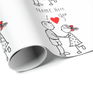 I Kärlek You - Cute Coupe - Anpassningsbar Text / Presentpapper