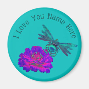 I Kärlek You Cute Dragonfly Personlig Magnet