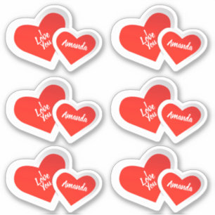 "I Kärlek You" Cute Valentine Hearts... Personlig Klistermärken
