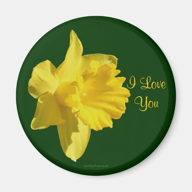 I Kärlek You Daffodil Flower Photo Magnet (Framsidan)