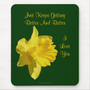 I Kärlek You Daffodil Flower Photo Mousepad Musmatta