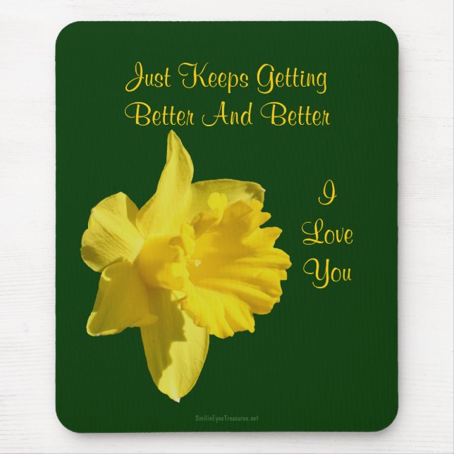 I Kärlek You Daffodil Flower Photo Mousepad Musmatta (Framsidan)