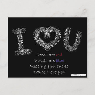 I Kärlek You Dikt: Saknar du Sucks Vykort