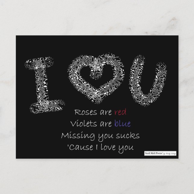 I Kärlek You Dikt: Saknar du Sucks Vykort (Framsida)