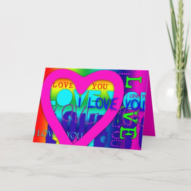 I Kärlek You Electric Färg Pop Art Greeting Card Kort (Framsida)