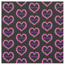 I Kärlek You Fabric Black Background Tyg