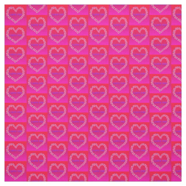 I Kärlek You Fabric Rosa Background Tyg (Provkarta)
