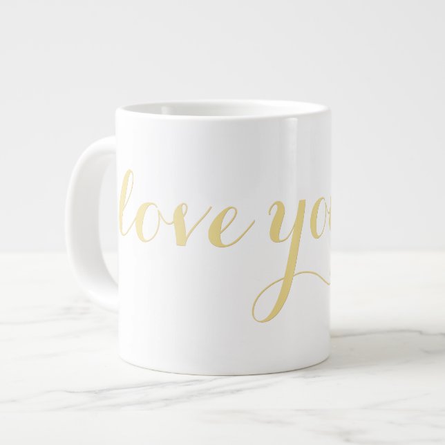 I Kärlek You Faux Guld Typography Valentines day B Jumbo Mugg (Framsida vänster)