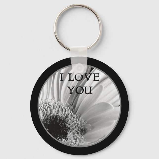 I Kärlek You - Gerber Daisy Keychain Nyckelring (Framsida)