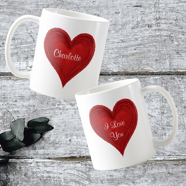 I Kärlek You Girly Heart Namn White Kaffemugg (Front And Back)