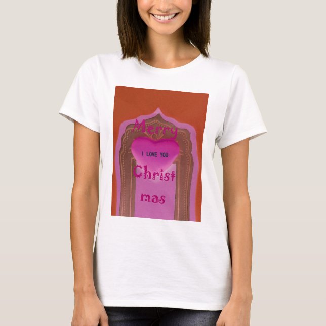 I kärlek You God jul Heart Tee Shirt (Framsida)